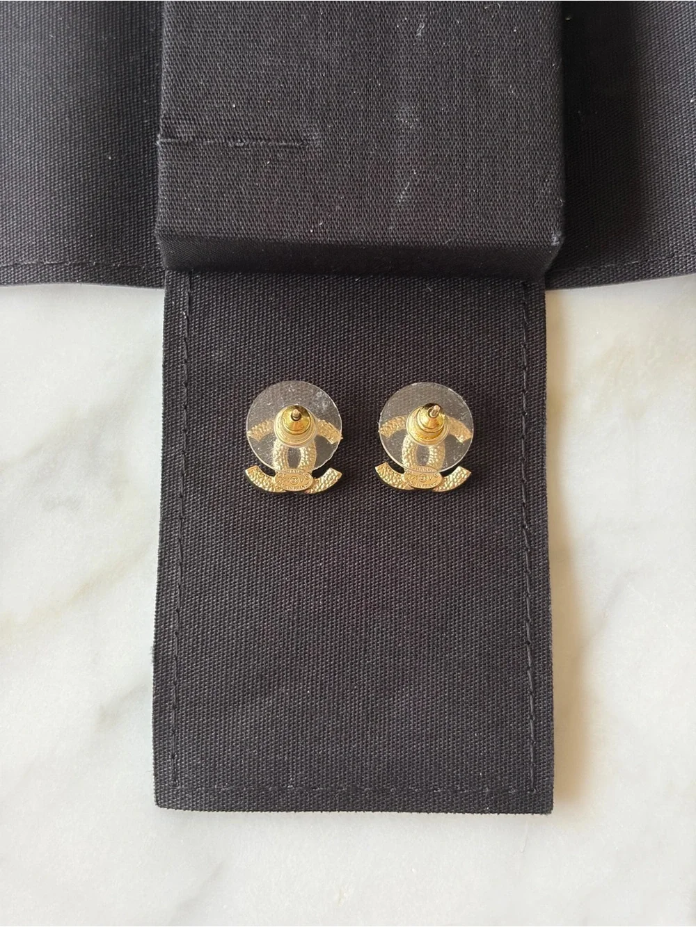 Chanel Gold Crystal CC Logo Stud Earrings - Gold
